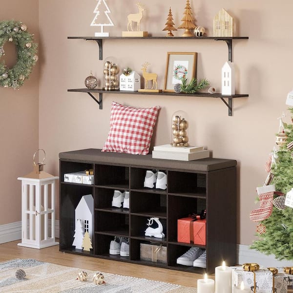 55.1 in. W x 7.9 in. D Black Wood Floating Shelves Decorative Wall