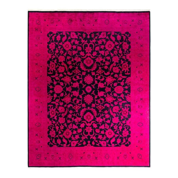 Overdyed Pink 8 ft. x 10 ft. Solid Wool Indoor Area Rug