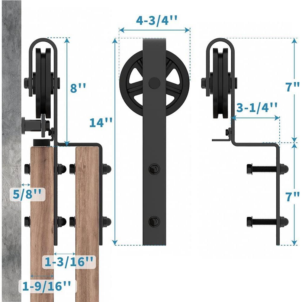 6FT Black Carbon Steel Sliding Barn Door Hardware Kit
