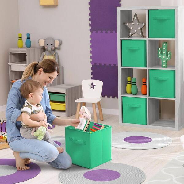 Sorbus Large Storage Cubes with Handles, Green 13 in. x 13 in