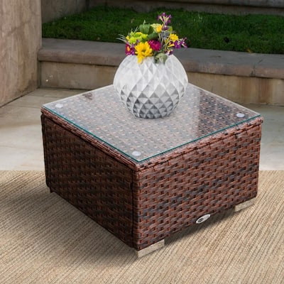 Brown Wicker Outdoor Coffee Table