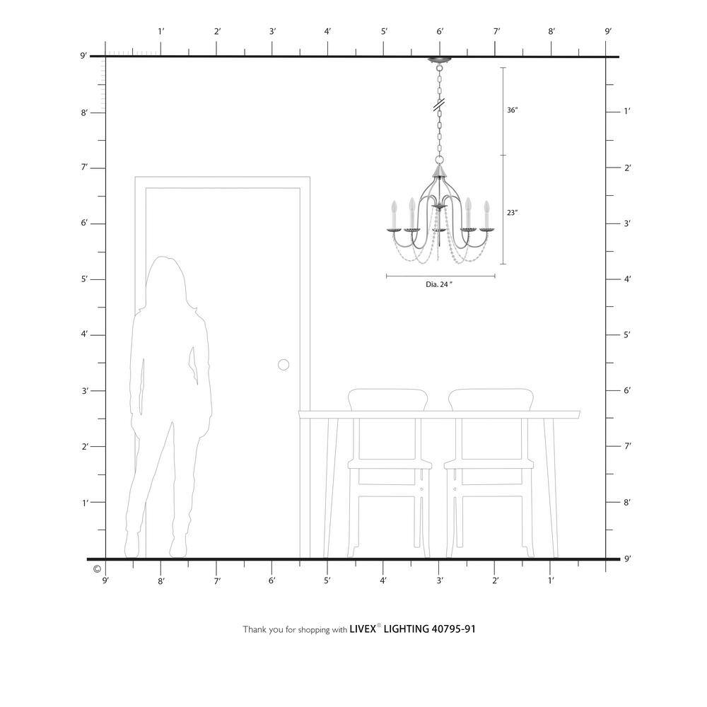 Alessia Brushed Nickel 5-Light Crystal Chandelier