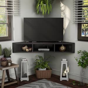 Emmeline 47 in. Cappuccino Particle Board Corner TV Stand Fits TVs Up to 52 in. with Cable Management