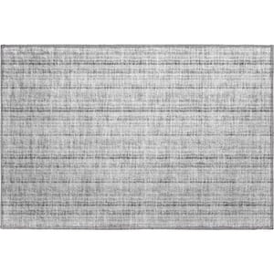Mayfield Premium Machine Washable Abstract AMF982 Silver 1 ft. 8 in. x 2 ft. 6 in. Area Rug