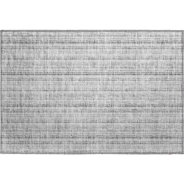 Mayfield Premium Machine Washable Abstract AMF982 Silver 1 ft. 8 in. x 2 ft. 6 in. Area Rug