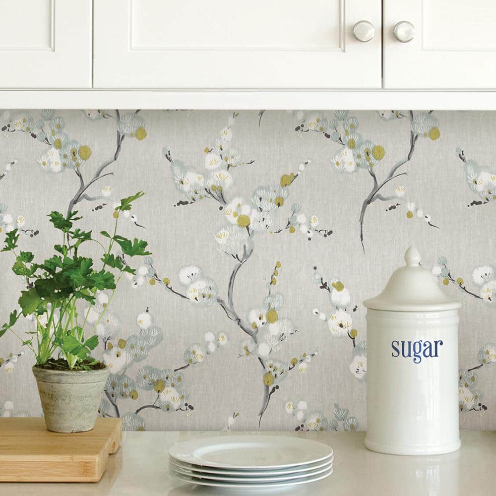 Mirei Grey Floral Peel & Stick Vinyl Wallpaper
