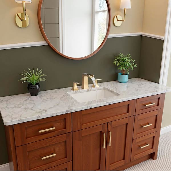 8 in. Widespread Double-Handle Bathroom Faucet with Pop-Up Drain 3-Hole Vanity Sink Faucet Spout in Brushed Gold