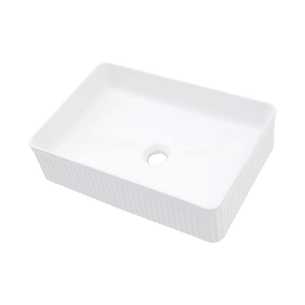 19.63" x 13.69" White Ceramic Rectangular Vessel Sink