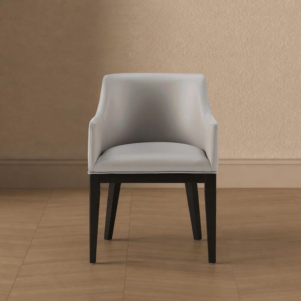 Gansevoort Modern Light Grey Faux Leather Upholstered Dining Armchair