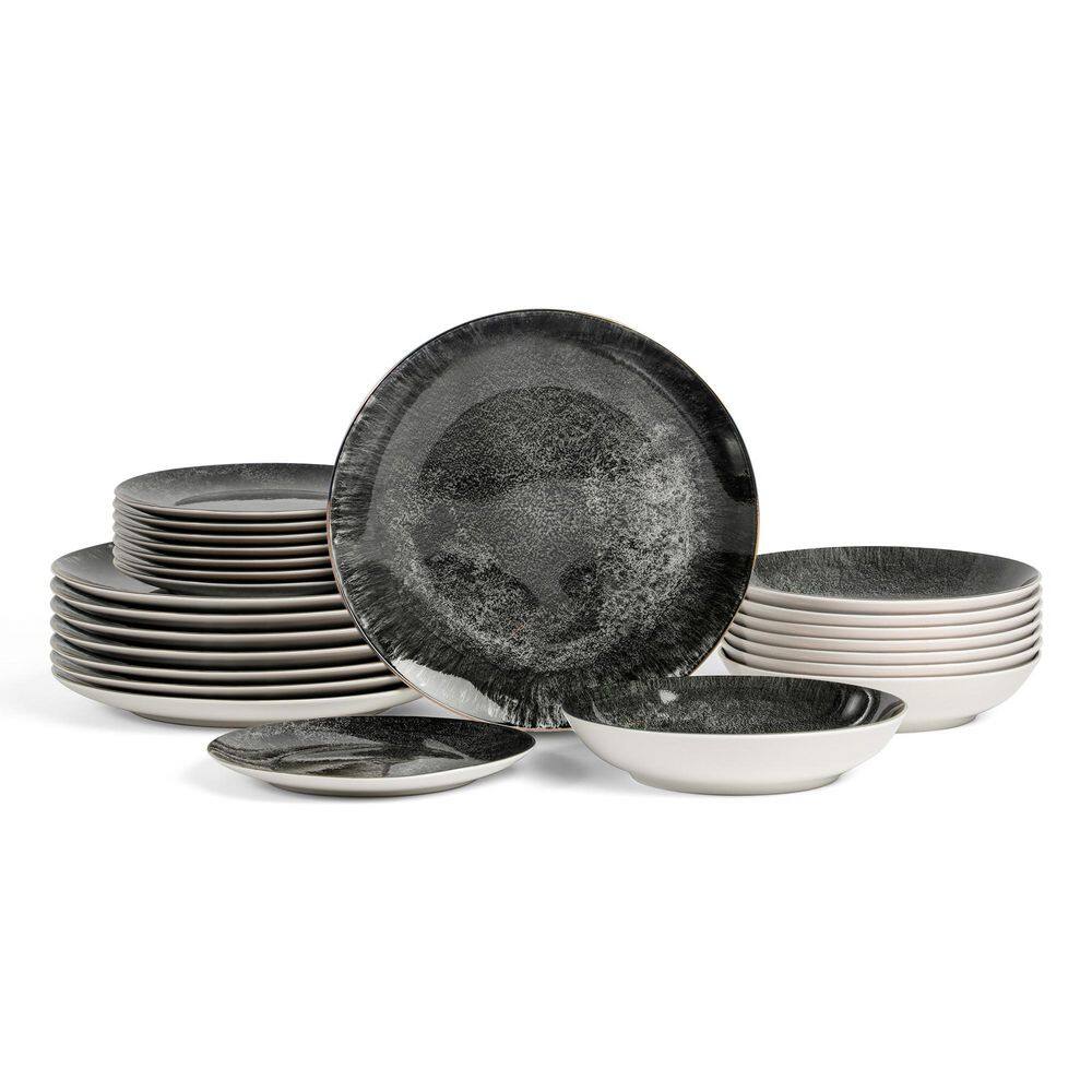 Onyx 24-Piece Black and Gold Porcelain Full Set (Service for 8) price history on PriceWatchPro