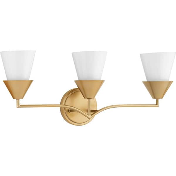Progress Lighting Pinellas Collection 3-Light Soft Gold Contemporary Vanity Light