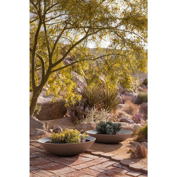 Lane Bowl 32 in. Gray Plastic Round Planter (2-Pack)