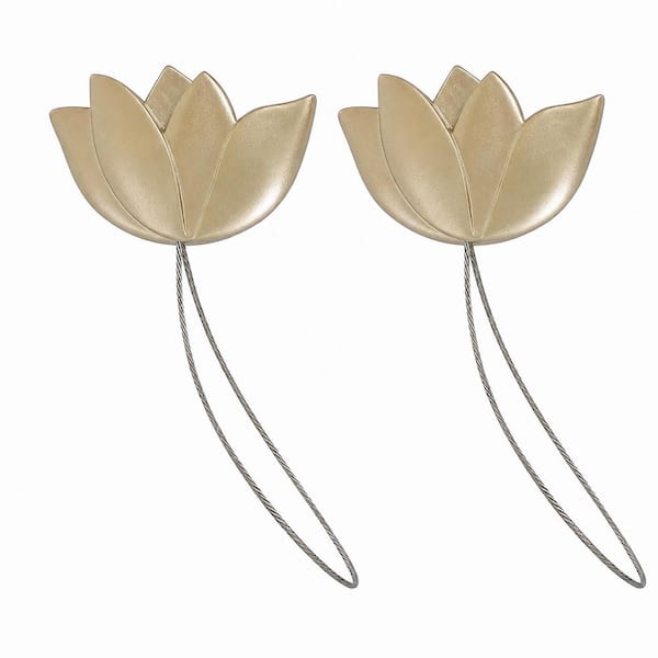 Gold Magnetic Resin Tulip Curtain Tie Back (Set of 2)