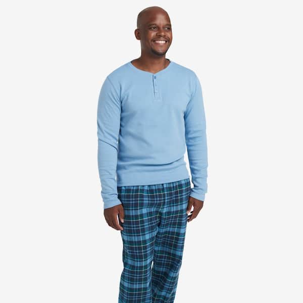 The Company Store Company Cotton Family Flannel Men's Large Blue/Green Pajama Set