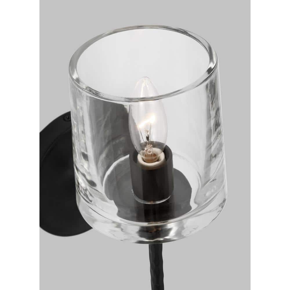 Aged Iron Clear Glass Dimmable Sconce with Torpedo Bulb
