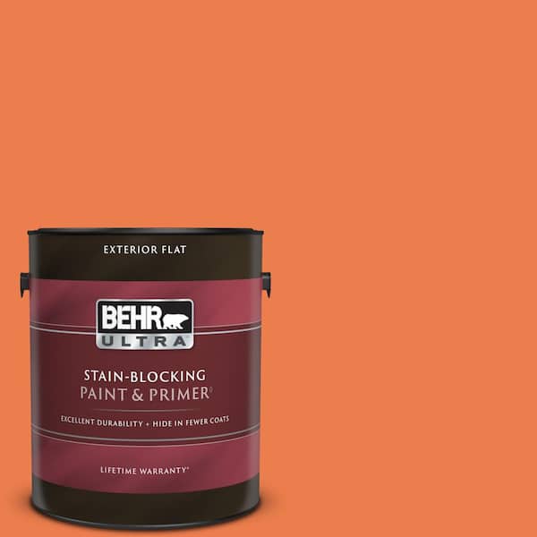 BEHR ULTRA 1 gal. #P200-6 Sizzling Sunset Flat Exterior Paint & Primer