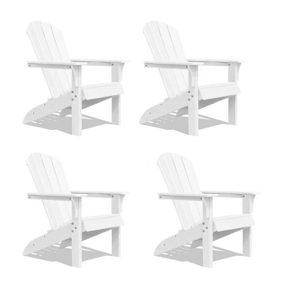 Miscool White HDPE Plastic Outdoor Leisure Adirondack Chair (4-Pack)