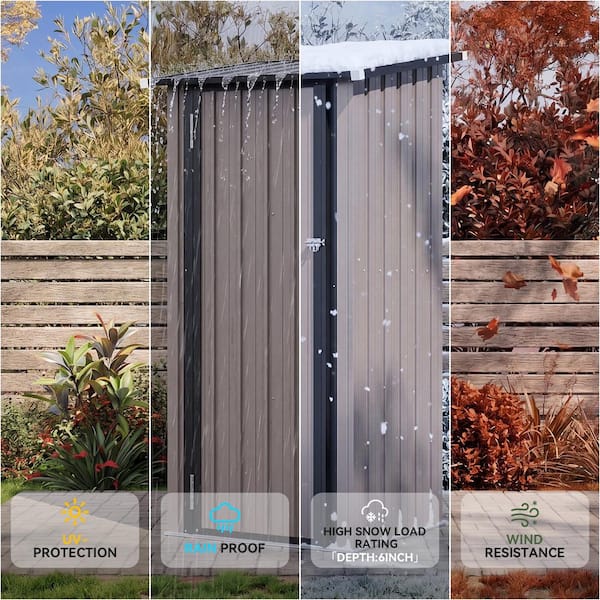 Sizzim 2.9 ft. W x 2 ft. D Metal Storage Shed with 2-Piece Shelves