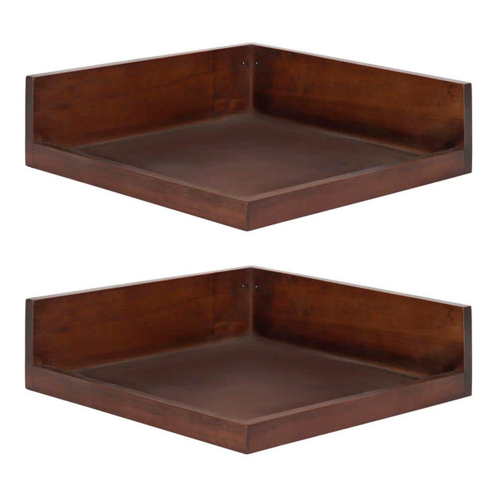 Kate and Laurel Levie 12 in. x in. x 12 in. Walnut Brown Decorative Wall  Shelf 216081 The Home Depot