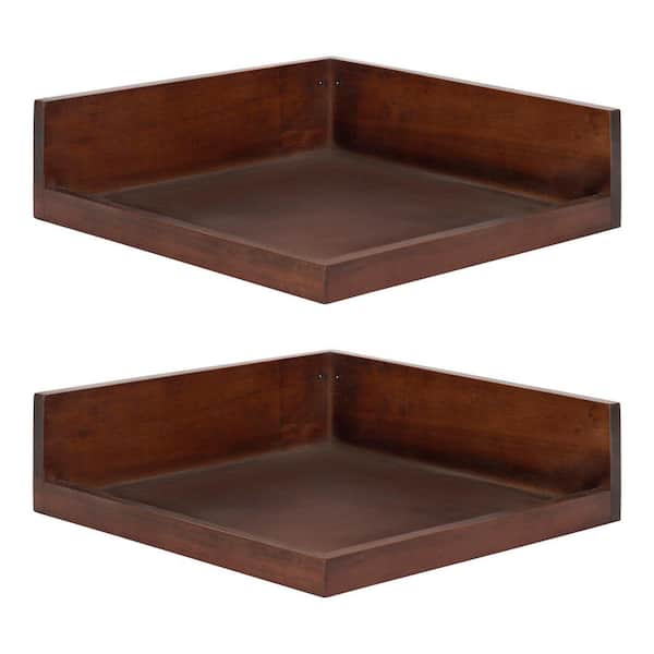 Kate and Laurel Levie 12 in. x 4 in. x 12 in. Walnut Brown Decorative Wall Shelf