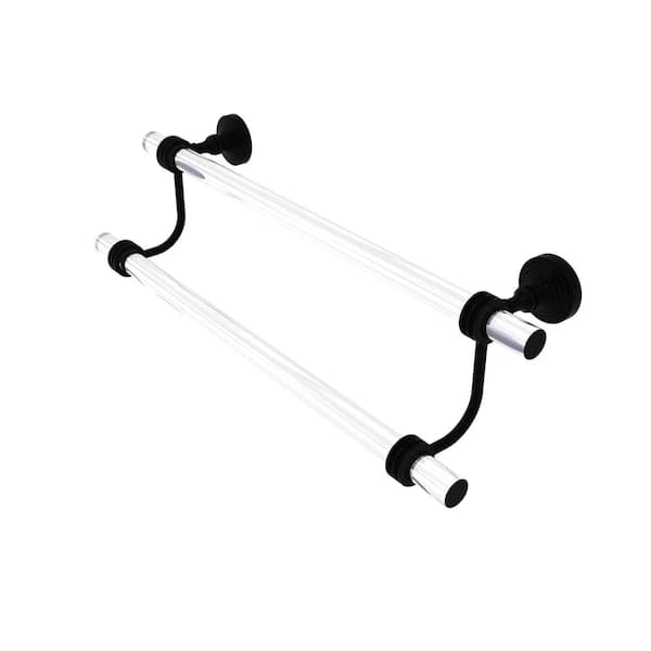 Pacific Grove Collection 24 in. Wall Mounted Double Towel Bar with Dotted Accents in Matte Black