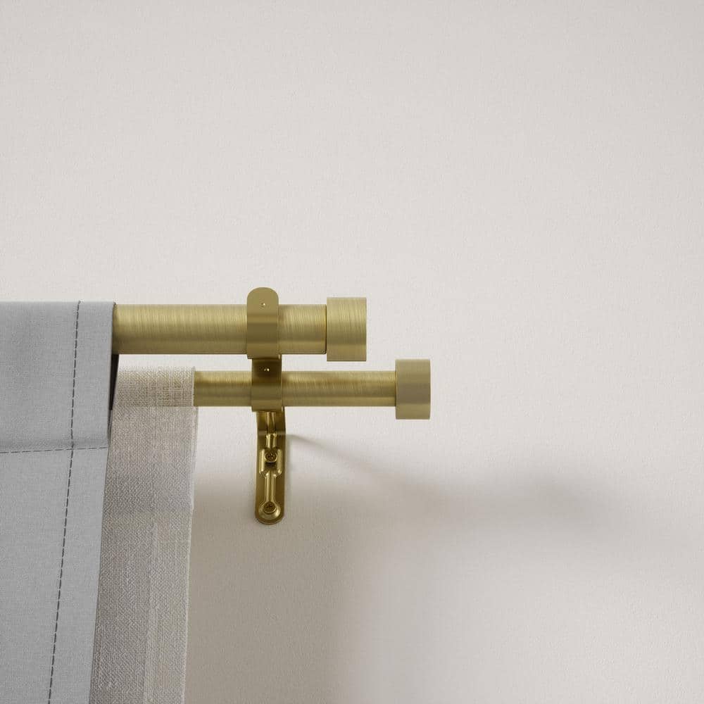 Brass Double Curtain Rod with Nickel Finish, 120-180"