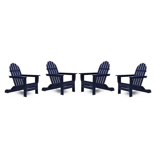 DUROGREEN Icon Navy Recycled Plastic Adirondack Chair (4-Pack)
