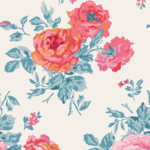 Unbranded Archive Rose Blue and Pink Wallpaper