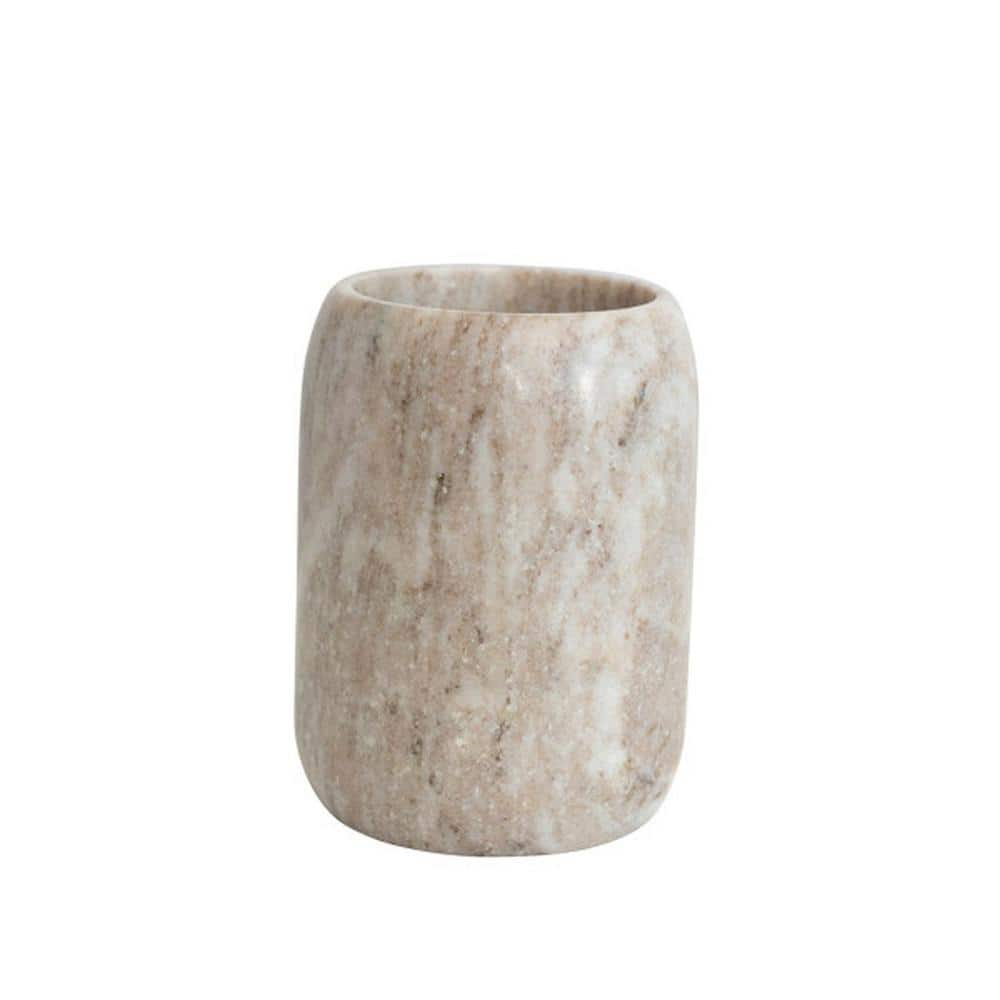 Storied Home 1-Piece Beige Marble Bottle Holder