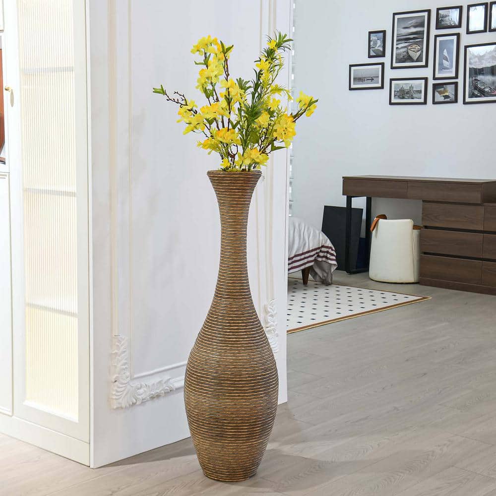 39 in. Tall Artificial Rattan Elegant Floor Vase Large Accent Vase for Home