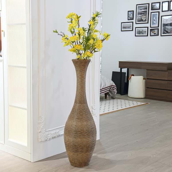 Unbranded 39 in. Tall Artificial Rattan Elegant Floor Vase Large Accent Vase for Home Decor, Beige