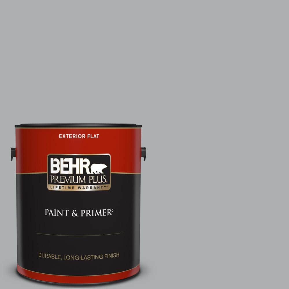 BEHR PREMIUM PLUS 1 gal. N5003 Tin Foil Flat Exterior Paint & Primer