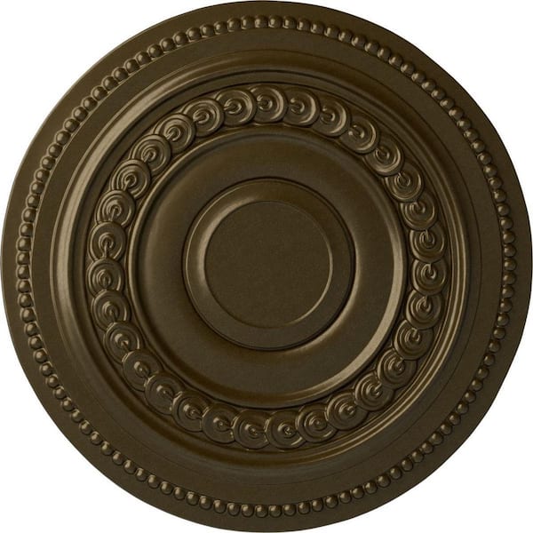 Ekena Millwork 18" x 1-1/4" Oldham Urethane Ceiling Medallion (Fits Canopies upto 8-5/8"), Brass