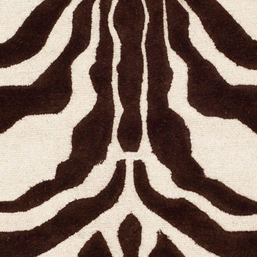 Ivory Brown Hand-Tufted Wool Rectangular Area Rug, 5' x 8'