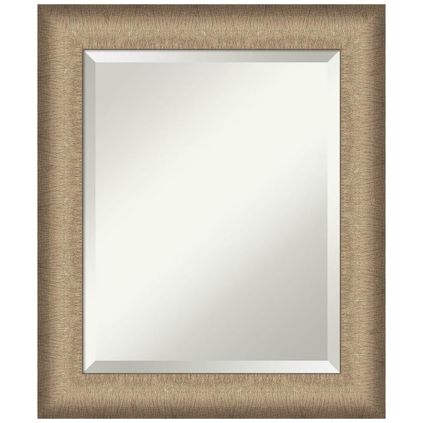 Amanti Art Medium Rectangle Elegant Brushed Bronze Beveled Glass Casual Mirror (24.75 in. H x 20.75 in. W)