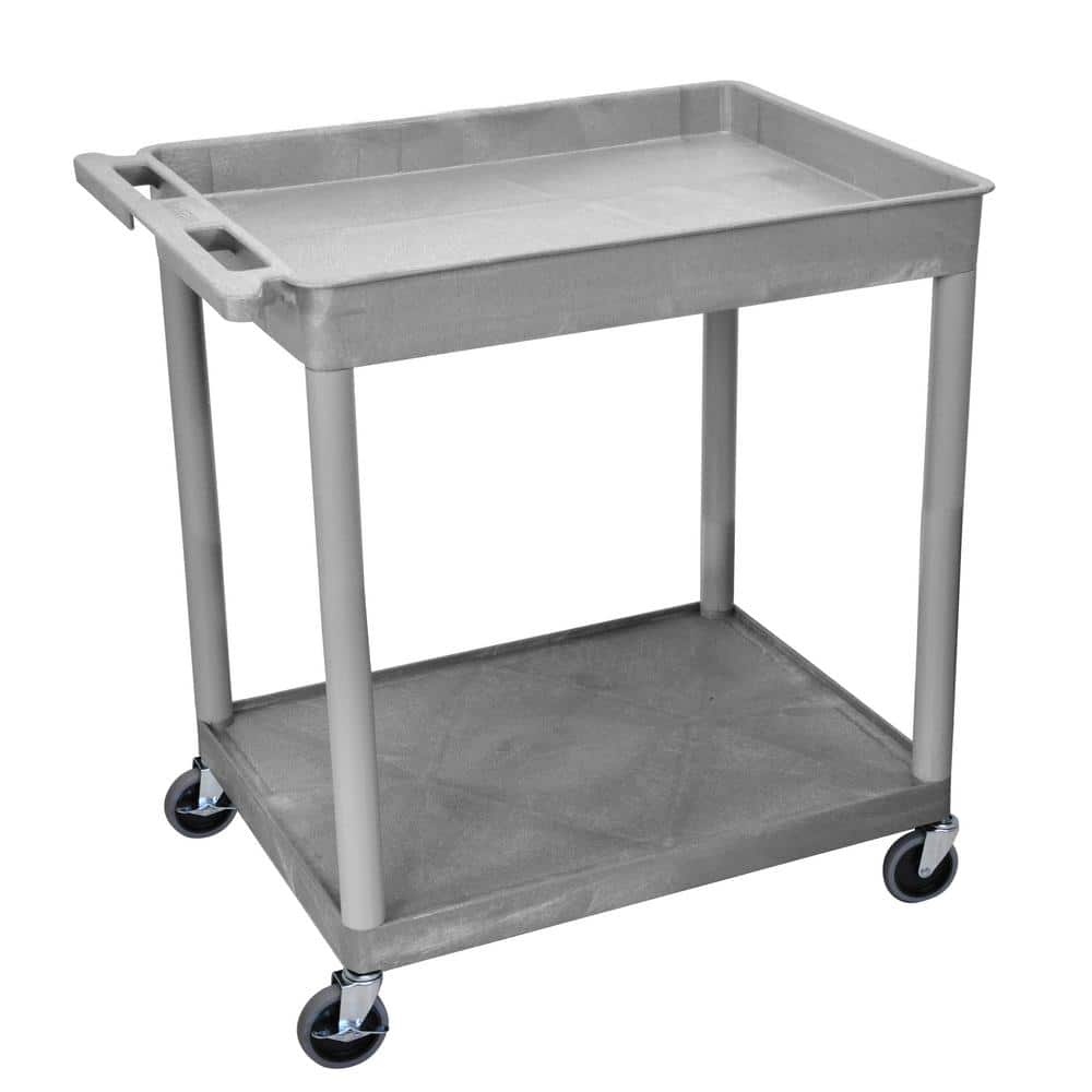 Luxor TC 32 in. 2-Shelf Utility Cart in Gray