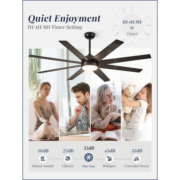 72 in. Indoor/Outdoor Black Downrod/Angled Mount Ceiling Fan with Dual-Finish Blades and Light Kit and Remote Control