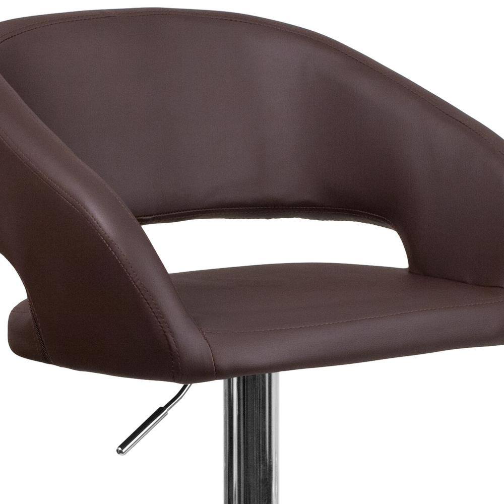 Erik Brown Vinyl Adjustable Swivel Barstool with Chrome Base
