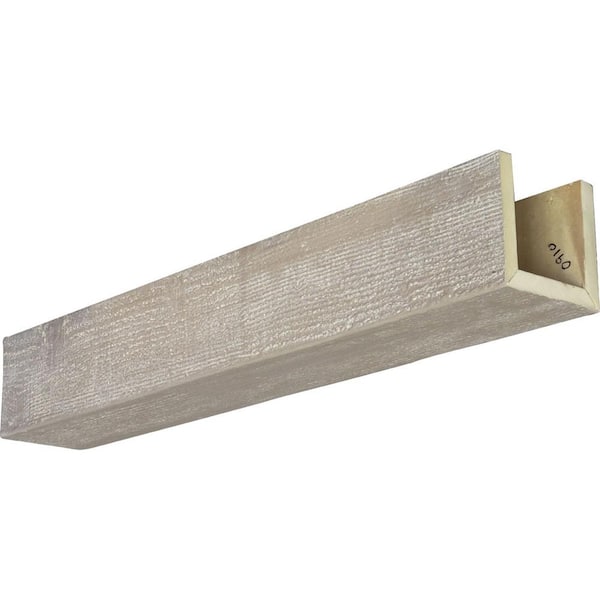 Ekena Millwork 4 in. x 4 in. x 24 ft. 3-Sided (U-Beam) Rough Sawn White Washed Faux Wood Beam