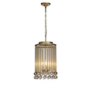 3-Light Small French Modern Cylinder Chandelier with Clear Glass