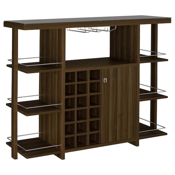 Coaster Evelio Walnut Bar Unit with Wine Bottle Storage