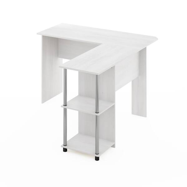 Furinno Indo L-Shaped Desk with Bookshelves (White)