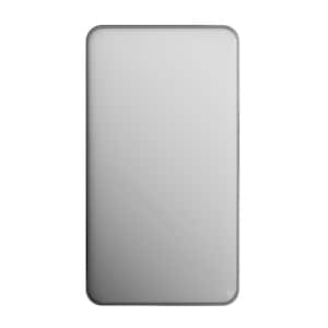28 in. W x 60 in. H Silver Aluminum Framed Rounded Wall Mount Full Length Mirror