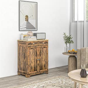 Rustic Brown Rubberwood Top 26.75 in Sideboard with Adjustable Shelves and 2-Drawers