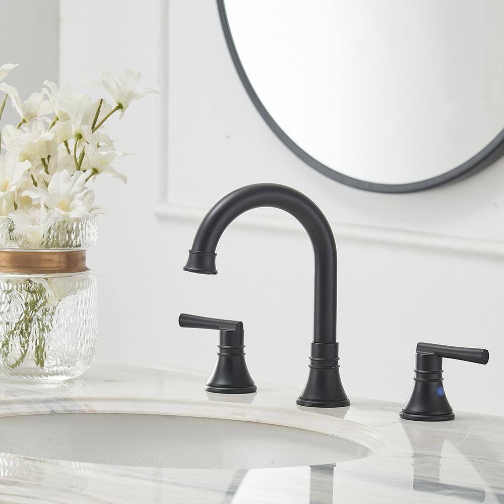 8 in.Widespread 3 Hole 2 Handle High Arc Bathroom Sink Basin Faucet 1.2 GPM