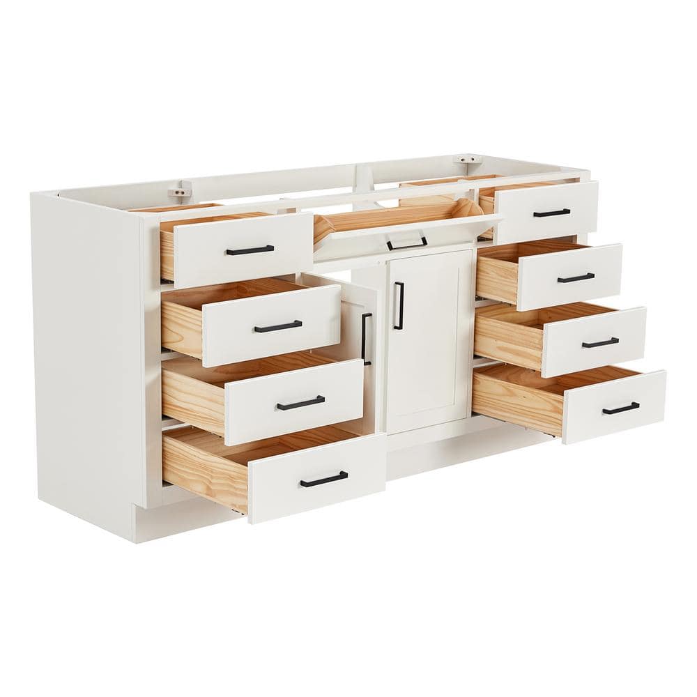 Hepburn 66" White Hardwood Single Bathroom Vanity Base