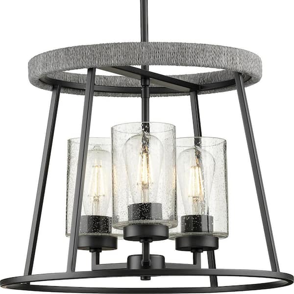 Progress Lighting Seeded 3-Light Antique Bronze Transitional Chandelier