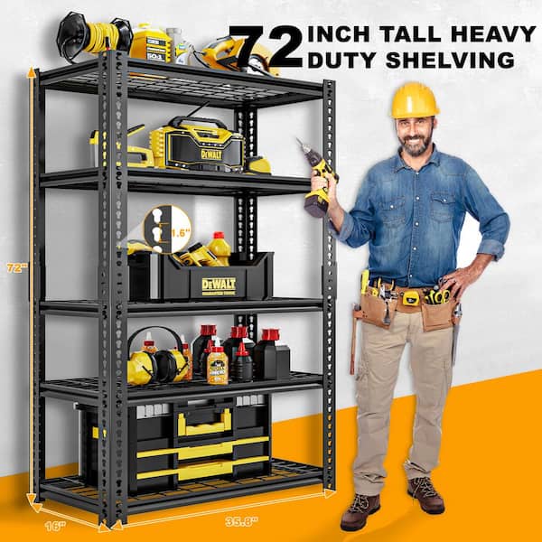 BOZTIY 72 in. x 47 in. Storage Shelves Rectangular Steel Other Black Fire Pit Grate Log Grate, Adjustable Garage Shelving