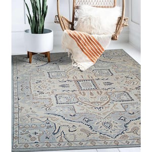 Blue Hand Knotted Wool Traditional Oriental Design Rug, 9' x 12'', Area Rug