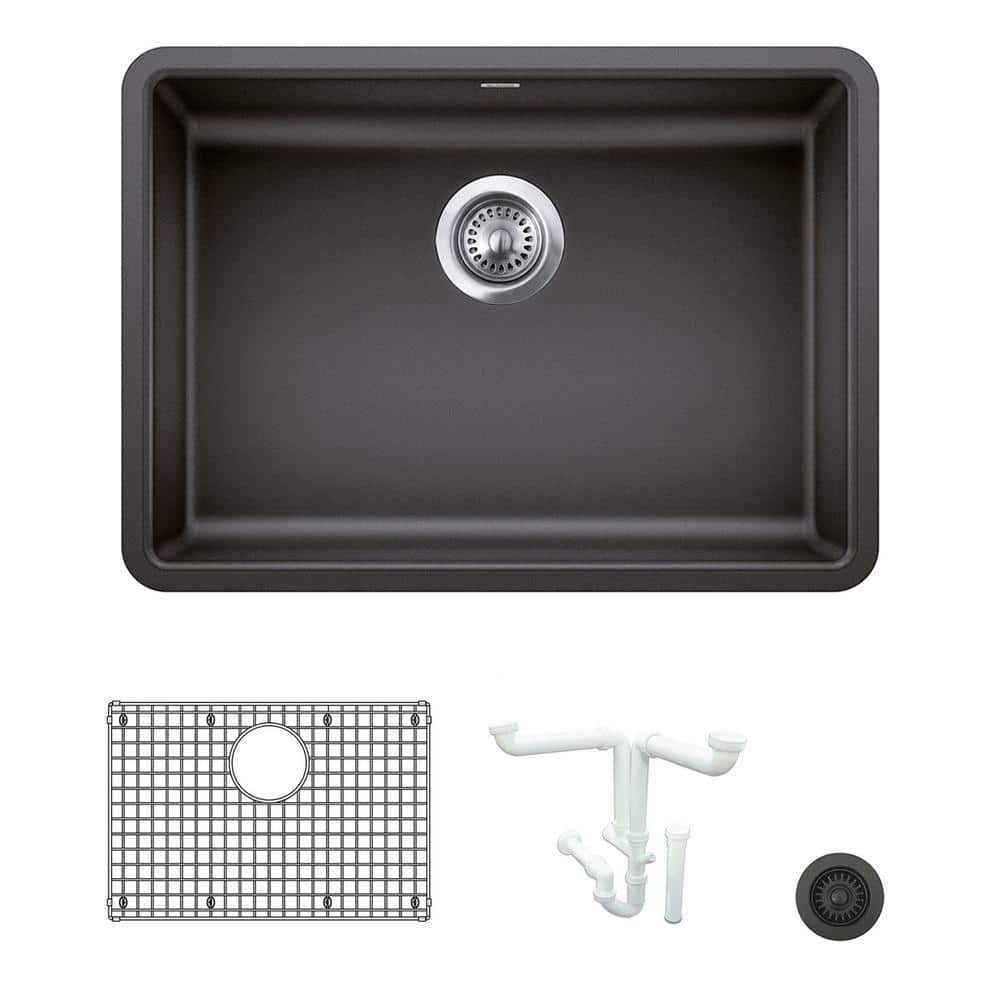 Precis 25 in. Undermount Single Bowl Anthracite Granite Composite Kitchen S